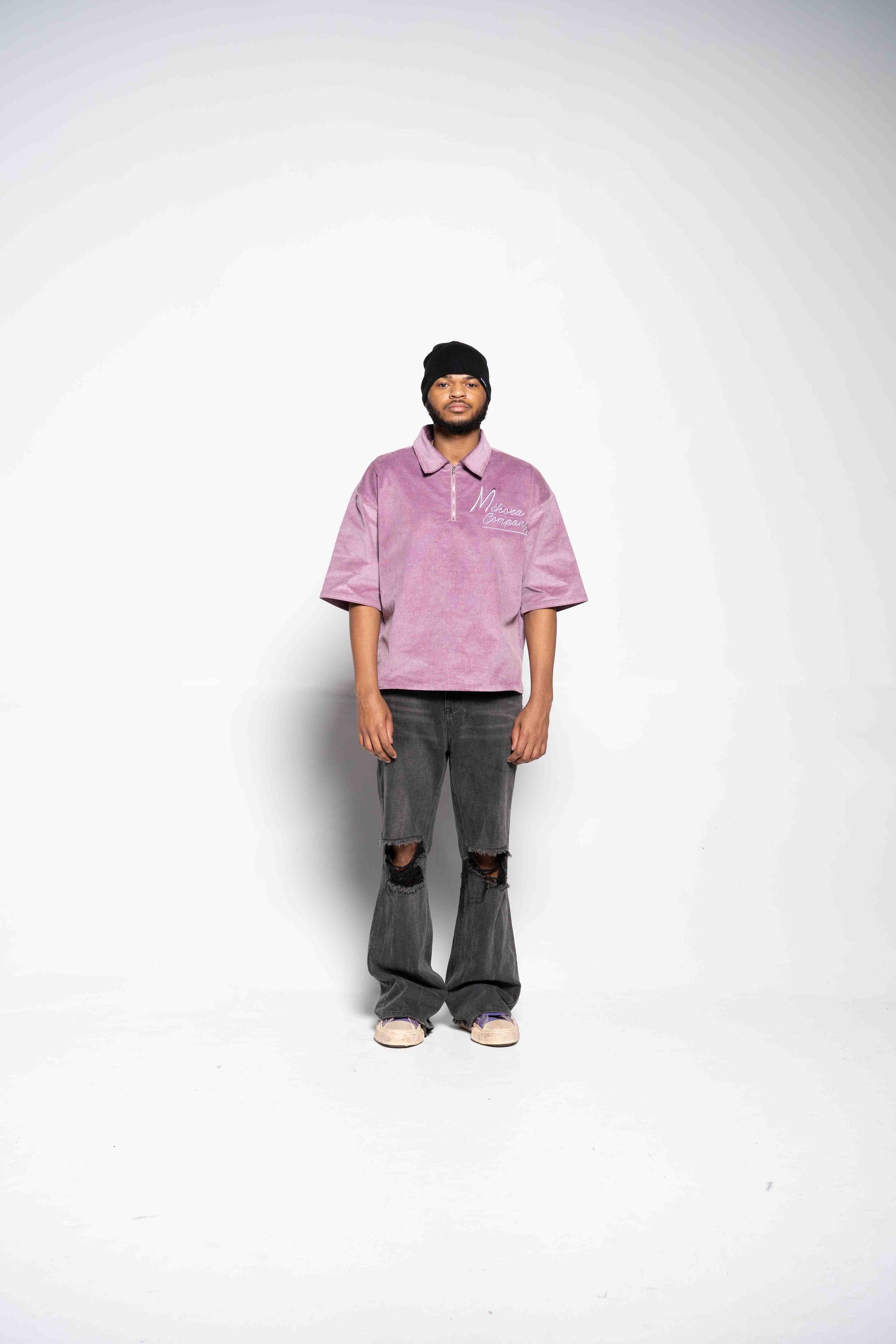 Muave Quarter Zip Corduroy Shirt